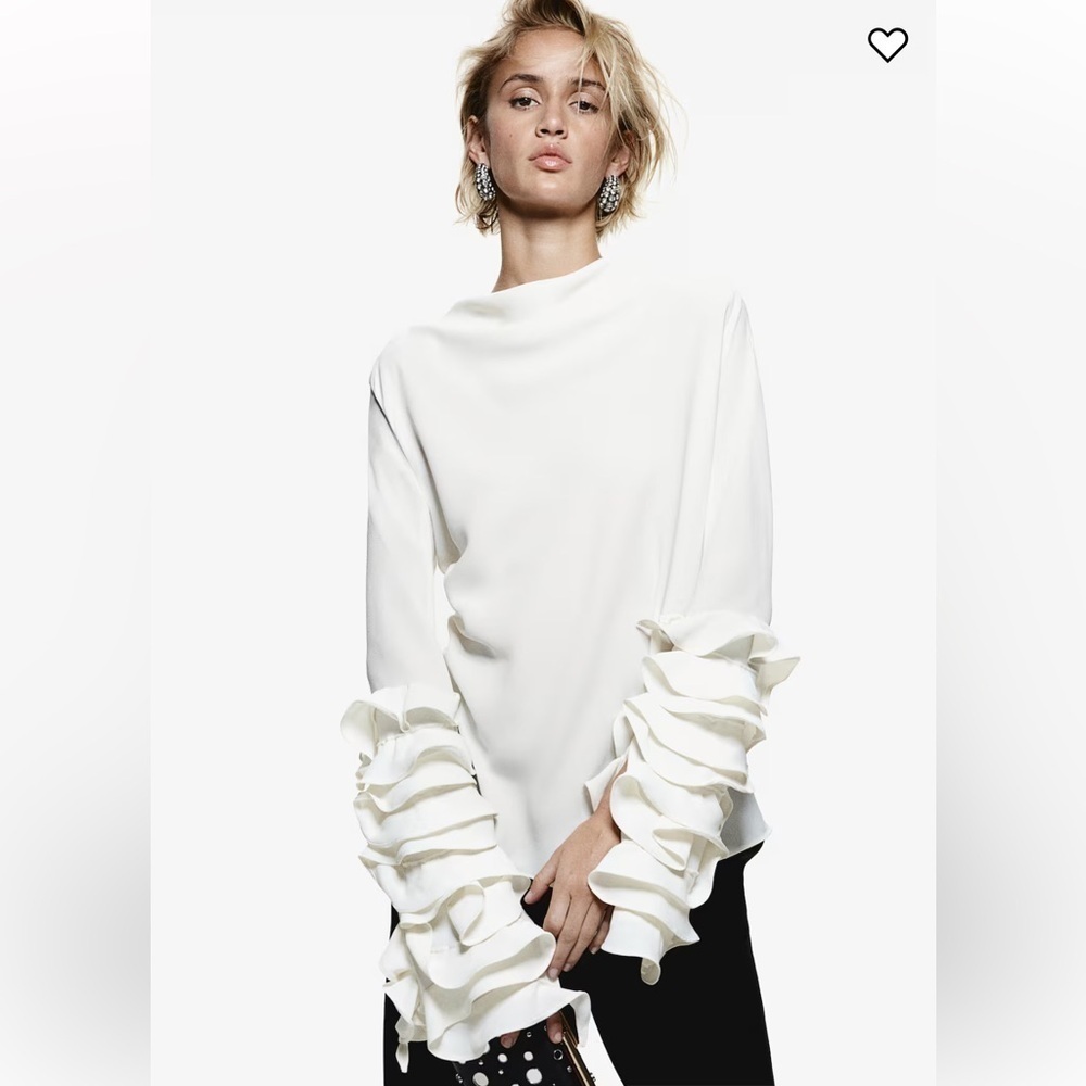 New H&M Ruffle Sleeved Blouse - Picture 8 of 11